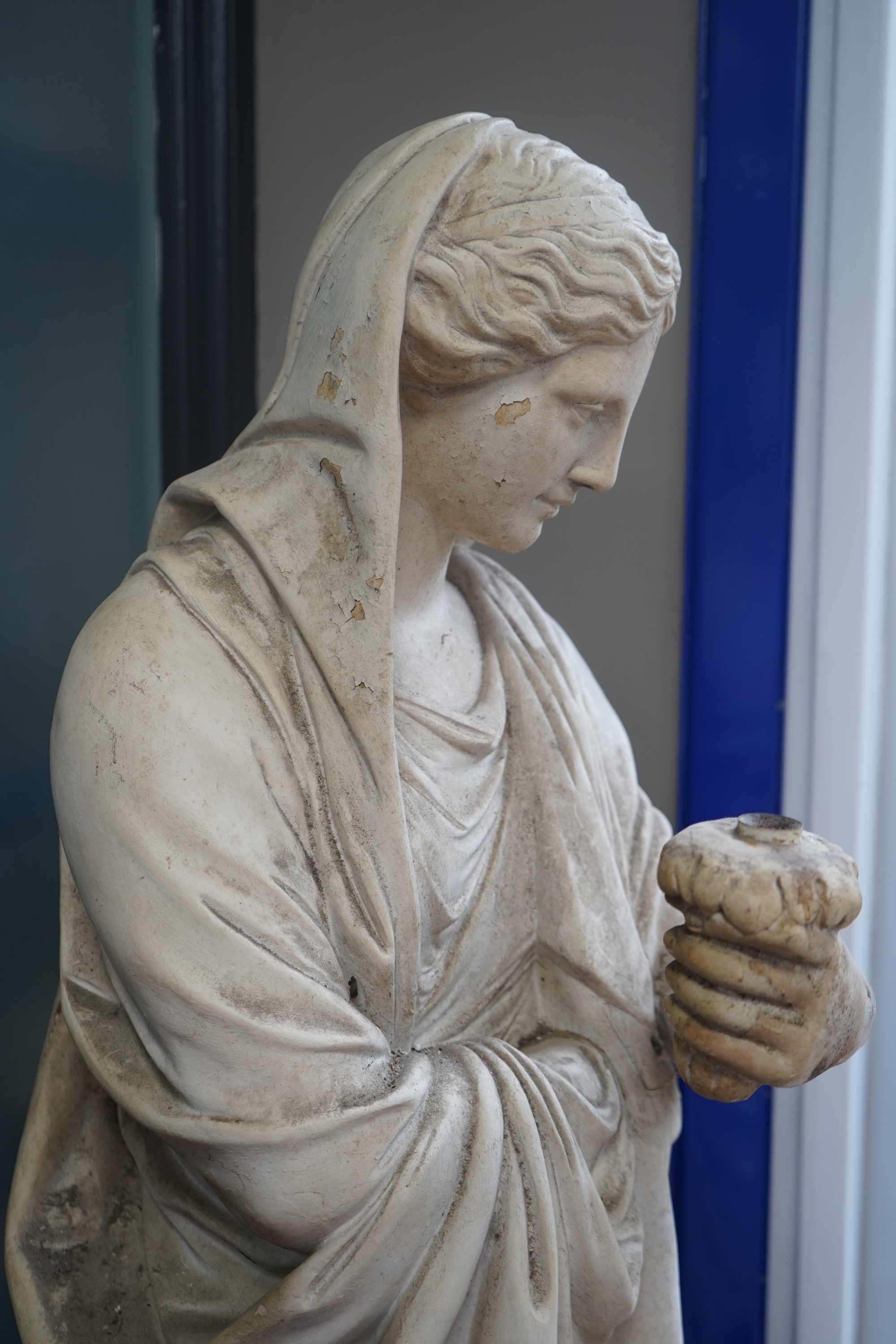 Louis or Luigi Brugiotti (c.1818-1888), A large painted plaster statue of a Vestal maiden